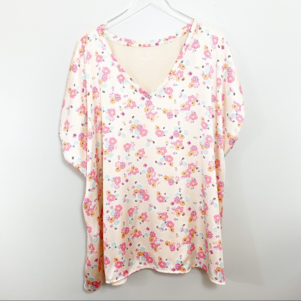 LANE BRYANT | Blush Pink Floral V Neck Blouse